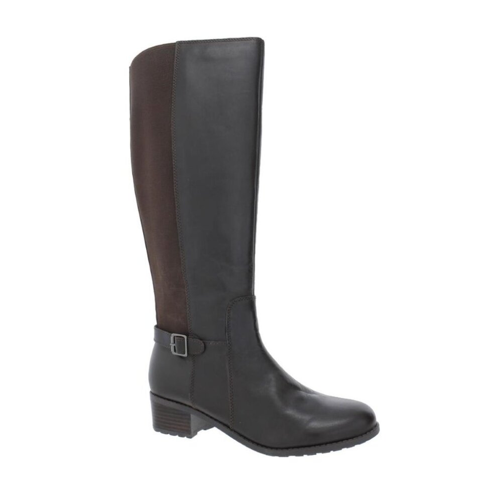 Dark Brown Leather Knee High Riding Boots Easy Spirit Chaza Size 9 Wide - Picture 3 of 10